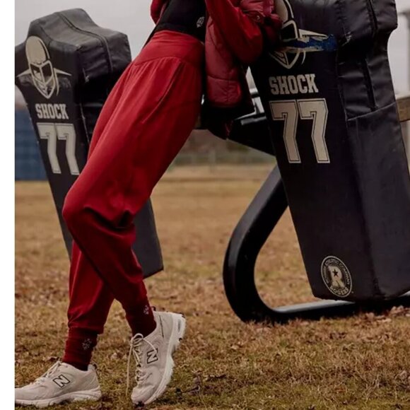 #117 NWT Free People Never Better Structured Sweatpants in Crimson - Picture 3 of 5